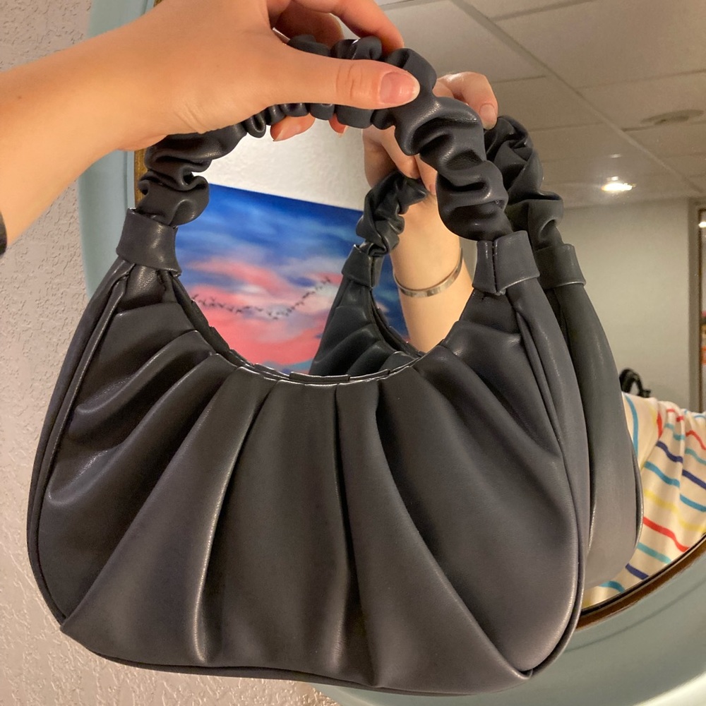 NEW Jewel Tone Blue Y2K Shoulder Bag Scrunchie Mini Purse, Magnetic Closure